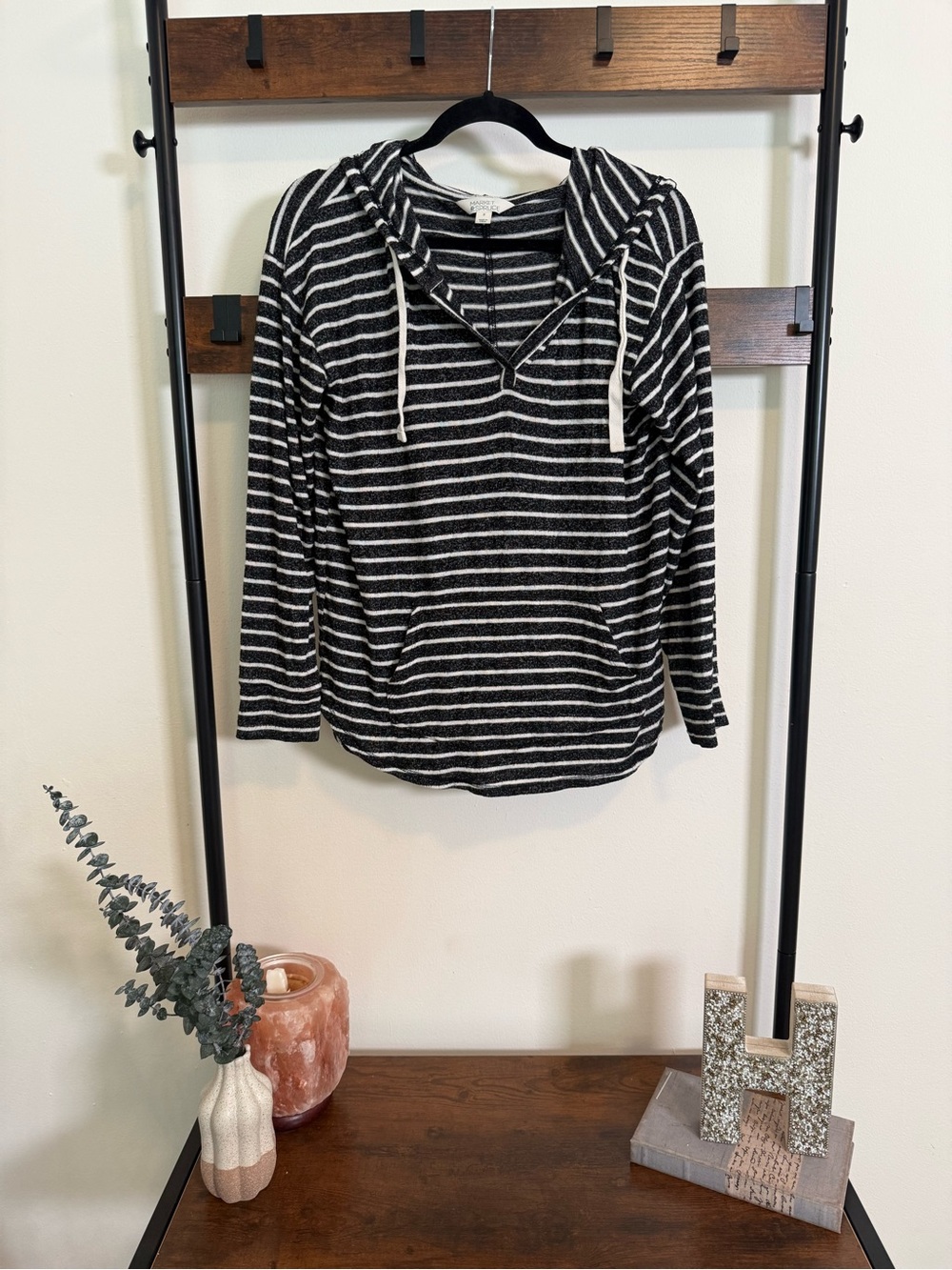 Market & Spruce Striped Hooded Pullover | Women’s Medium